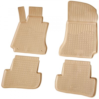 Set de 4 covorase bej cauciuc 3D stil tavita premium pentru Mercedes C-Class W204, S204 2007-2014 foto