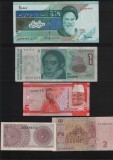 Set 5 bancnote de prin lume adunate (cele din imagini) #240, Asia