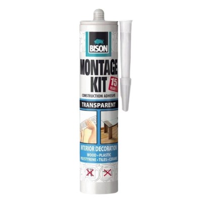 Adeziv pentru suprafete multiple, flexibil, Bison Montage Kit, interior, transparent, 310 ml foto