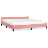 Cumpara ieftin Cadru de pat cu tablie fara saltea, roz, 180x200 cm, catifea