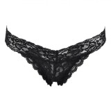 Chiloți String Dantela, Negru, 92% Poliamidă, 8% Elastan, Oem