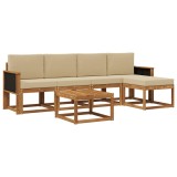 vidaXL Set de canapele de exterior 6 pcs Natural și Bej Poliester 3385144