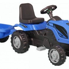 Tractor cu pedale si remorca Micromax MMX Albastru- resigilat (crapat intr-o parte, deasupra rotii)