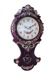 Cumpara ieftin Ceas de perete cu pendul Flowers, 70cm, silentios, mecanism quartz, stil vintage, plastic maro