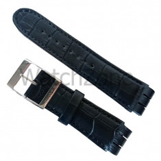 Curea ceas piele naturala Swatch 26mm Neagra foto