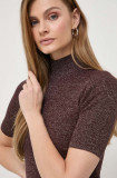 Max Mara Leisure pulover femei, culoarea maro, light, cu guler 2416360000000