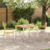 Set de dining pentru grădină vidaXL 3 piese din lemn masiv de tec, Masă de dining pentru exterior vidaXL 90x90x74.5 cm din lemn masiv de tec, Scaune d