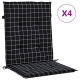 Cumpara ieftin Perne de scaun spatar jos, 4 buc. negru, model carouri, textil