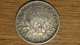 Franta - moneda de colectie istorica - 1 franc 1918 argint - XF+ superb patinata, Europa
