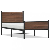 Cadru Pat Metalic Gossi, Tablie Stejar Maro, 80x200 cm, Robust, Design Modern, Spatiu Depozitare