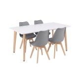 Set de sufragerie Silla 150 4+1, alb-gri