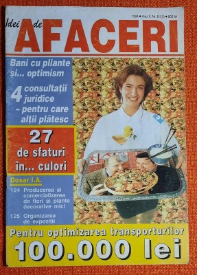 Revista Idei de afaceri nr 8 1994 Organizarea de expozitii. Afaceri cu plante. foto