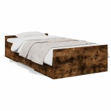 VidaXL Cadru de pat cu sertare stejar fumuriu 75x190 cm lemn prelucrat