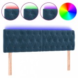 Cumpara ieftin Tablie de pat cu LED, albastru inchis, 160x7x78/88 cm, catifea