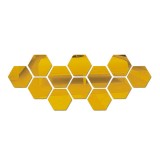 Set 12 stickere perete，BOMSTOM, Stil oglinda, Hexagon, 126x110x63 mm, Auriu