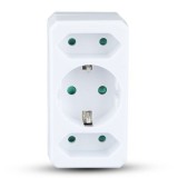 Adaptor priza 3 &icirc;n 1 V-TAC, 1 Schuko 16A + 2 Euro, max. 3680W