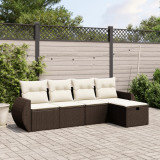 Gossi set canapele de gradina cu perne, 5 piese, maro, poliratan