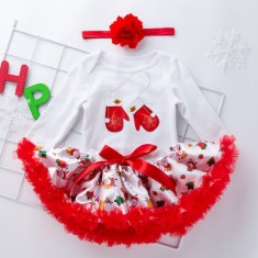 Body cu fustita din saten - Manusile mosului (Marime Disponibila: 12-18 luni