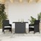Gossi set bistro cu perne, 3 piese, negru, poliratan