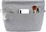 Geanta cosmetica Yoillione, textil, gri, 21 x 14,5 x 18 cm