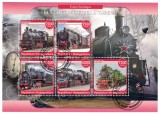 Cumpara ieftin Timbre Madagascar 2020: Locomotive URSS, Set Complet Colita + Bloc, Straine Dupa 1950