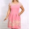 Rochie Mira cu Broderie Aplicata Roz - 44Marimea