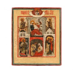 Icoană pe lemn &bdquo;Nașterea Maicii Domnului&rdquo;, școală rusească, sf&acirc;rșitul sec. XVIII