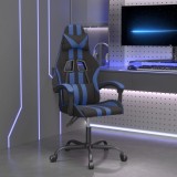 Scaun de gaming pivotant, negru și albastru, piele ecologică