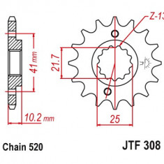 Pinion fata 13 dinti pas lant 520 - Aprilia Pegaso 650 ie (05-10) - Honda NX 650 Dominator (89-00) - Yamaha MT-03 660 - XT 660 (05-16)