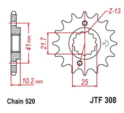 Pinion fata 13 dinti pas lant 520 - Aprilia Pegaso 650 ie (05-10) - Honda NX 650 Dominator (89-00) - Yamaha MT-03 660 - XT 660 (05-16) foto
