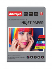 Hartie foto a4 premium mat 125 gr activejet, inkjet, top 100 coli foto