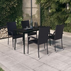 vidaXL Set de servit masa pentru grădină, 5 piese, negru 3099397