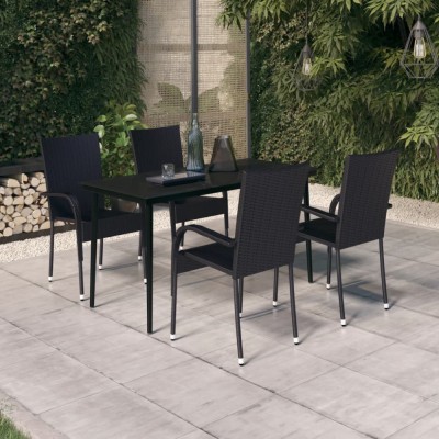 Gossi set de servit masa pentru gradina, 5 piese, negru foto