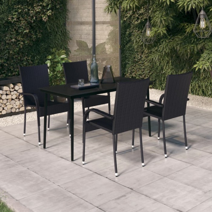 Gossi set de servit masa pentru gradina, 5 piese, negru