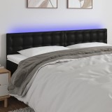 VidaXL Tăblie de pat cu LED, negru, 160x5x78/88 cm, piele ecologică