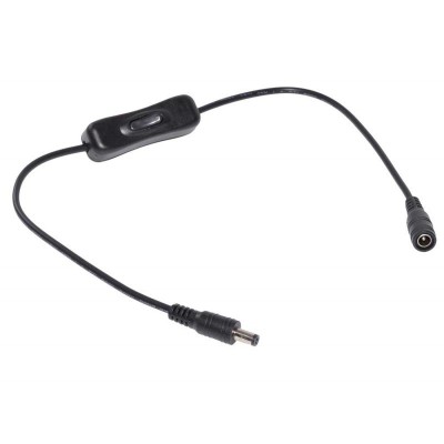 Cablu DC 2,1x5,5mm cu intrerupator, conector mama-tata elSales ELS-CDCI, lungime 50 cm, negru foto