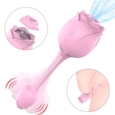 Stimulator Dublu Bendable Roselin, 9 Moduri Vibratii, Silicon, USB, Roz, Passion Labs foto