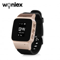 Ceas Smartwatch Pentru Copii Wonlex EW100 cu Functie Telefon, Localizare GPS, Pedometru, SOS - Auriu, Cartela SIM Cadou foto