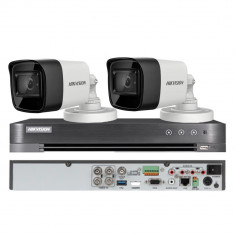 Sistem de supraveghere video Hikvision 2 camere 4 in 1, 8MP, lentila 2.8mm, IR 30m, DVR 4 canale 4K 8MP SafetyGuard Surveillance foto