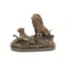 Leul si leoaica-statueta din bronz pe un soclu din marmura YY-39, Animale