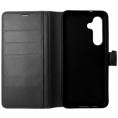 Husa tip carte cu stand Techsuit, aspect piele neagra, pentru Samsung Galaxy S25 FE foto