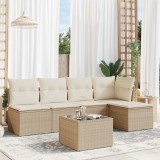 VidaXL Set canapele de grădină cu perne, 6 piese, bej, poliratan