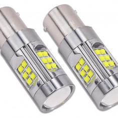 Set 2 Buc Led Auto Alb 150W BA15S, 12V-24V Canbus 30 Leduri CREE 5W 1156-150W 499029