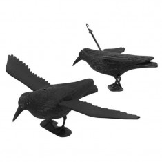 Sperietoare Corb pentru alungarea porumbeilor, pasarilor, carlig agatare, 61x38.5 cm, negru foto