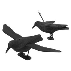 Sperietoare Corb pentru alungarea porumbeilor, pasarilor, carlig agatare, 61x38.5 cm, negru