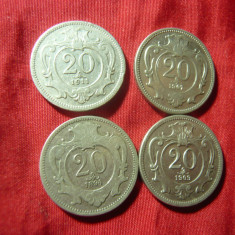 4 Monede 20 halleri 1894 ,1907 ,1909 ,1911 , cal. F.Buna