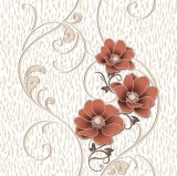 Tapet floral, crem, caramiziu, dormitor, living, Akryl, 33768