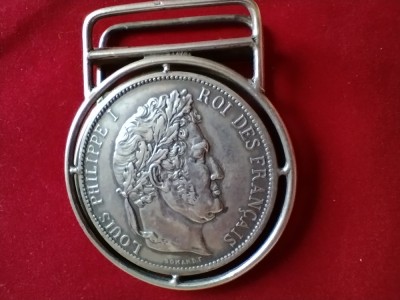 Impresionanta Clema / clips argint ptr bancnote Moneda 5 franci 1847 foto