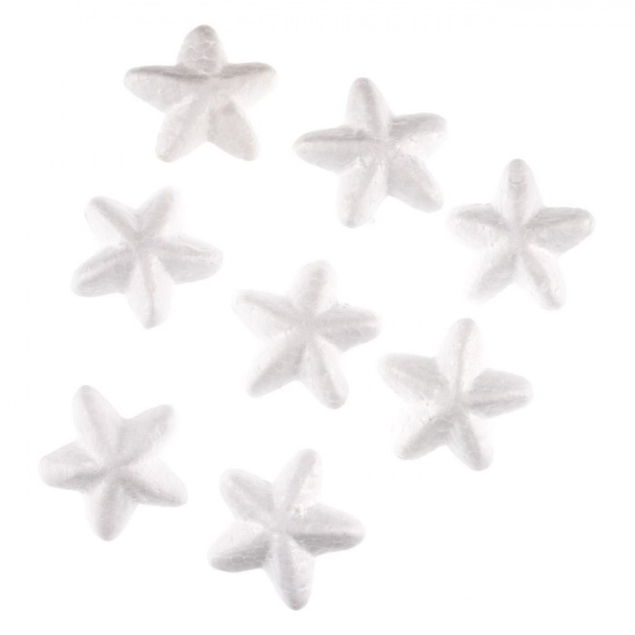 Accesorii Decorative Crăciun, Stele din Spumă, Albe, 5cm, Set 8 Bucăți