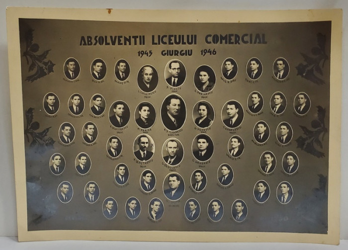 ABSOLVENTII LICEULUI COMERCIAL GIURGIU , PROMOTIA 1945 - 1946 , FOTOGRAFIE DE GRUP